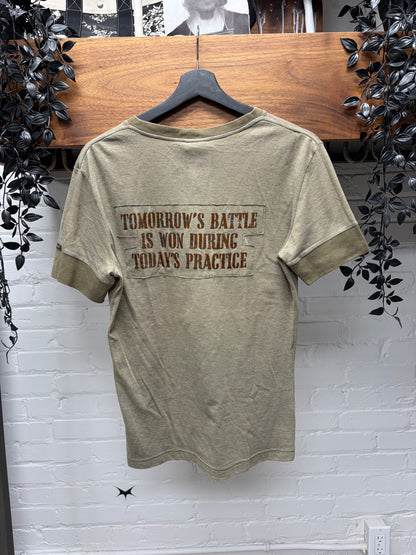2000s Dolce & Gabbana ‘Army Training’ Brown ‘Ringer’ V-Neck Shirt