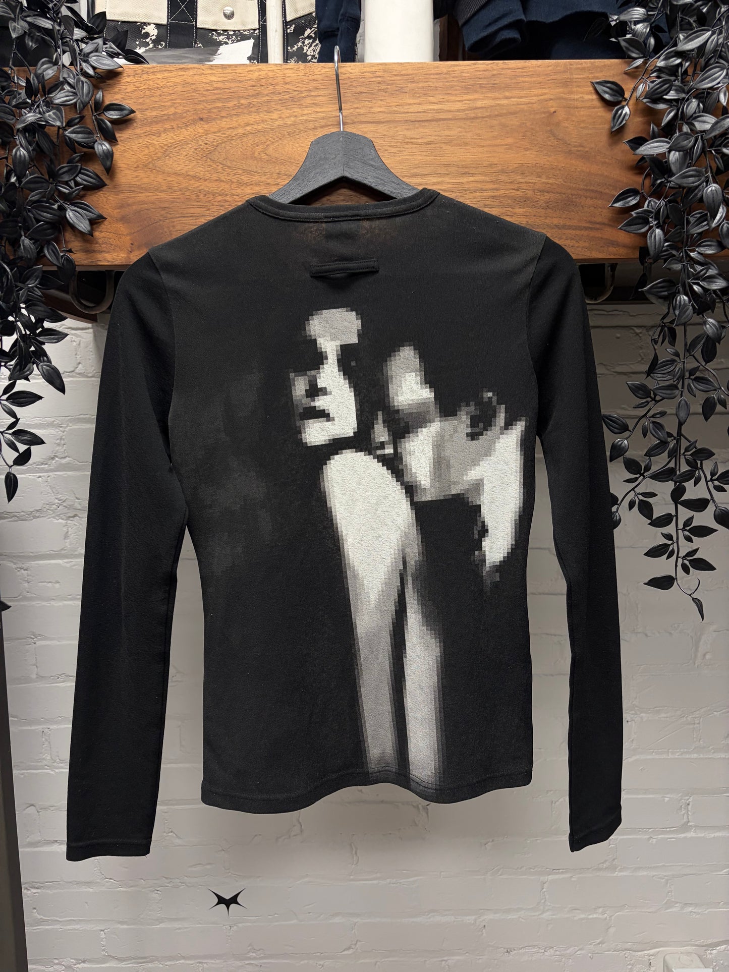 AW1994 Jean Paul Gaultier ‘Vampire’ Pixelated Black Mesh Long Sleeve Shirt