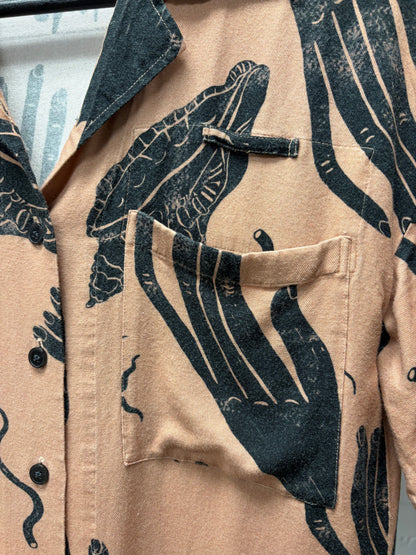 Acne Studios ‘Hand Print’ Camp Collar Short Sleeve Shirt