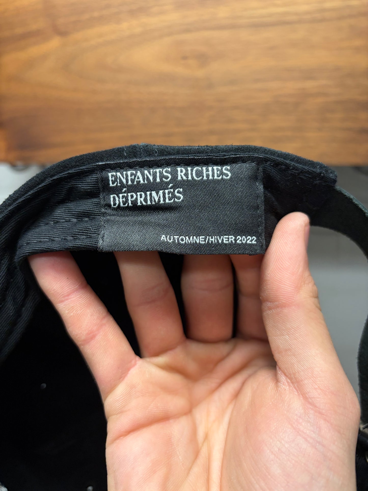 SS2022 Enfants Riches Deprimes ‘Records’ Black Suede Five Panel Hat