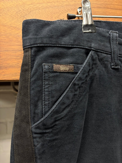 Vintage Gucci Brown Side Stripe Raw Blue Skinny Jeans