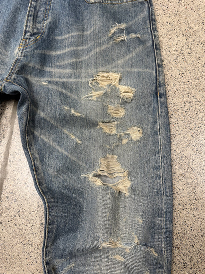 AW2013 Saint Laurent by Hedi Slimane ‘Crash’ Distressed Blue Denim