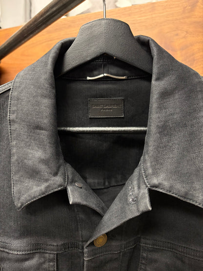 2020 Saint Laurent Waxed Black Denim Trucker Jacket
