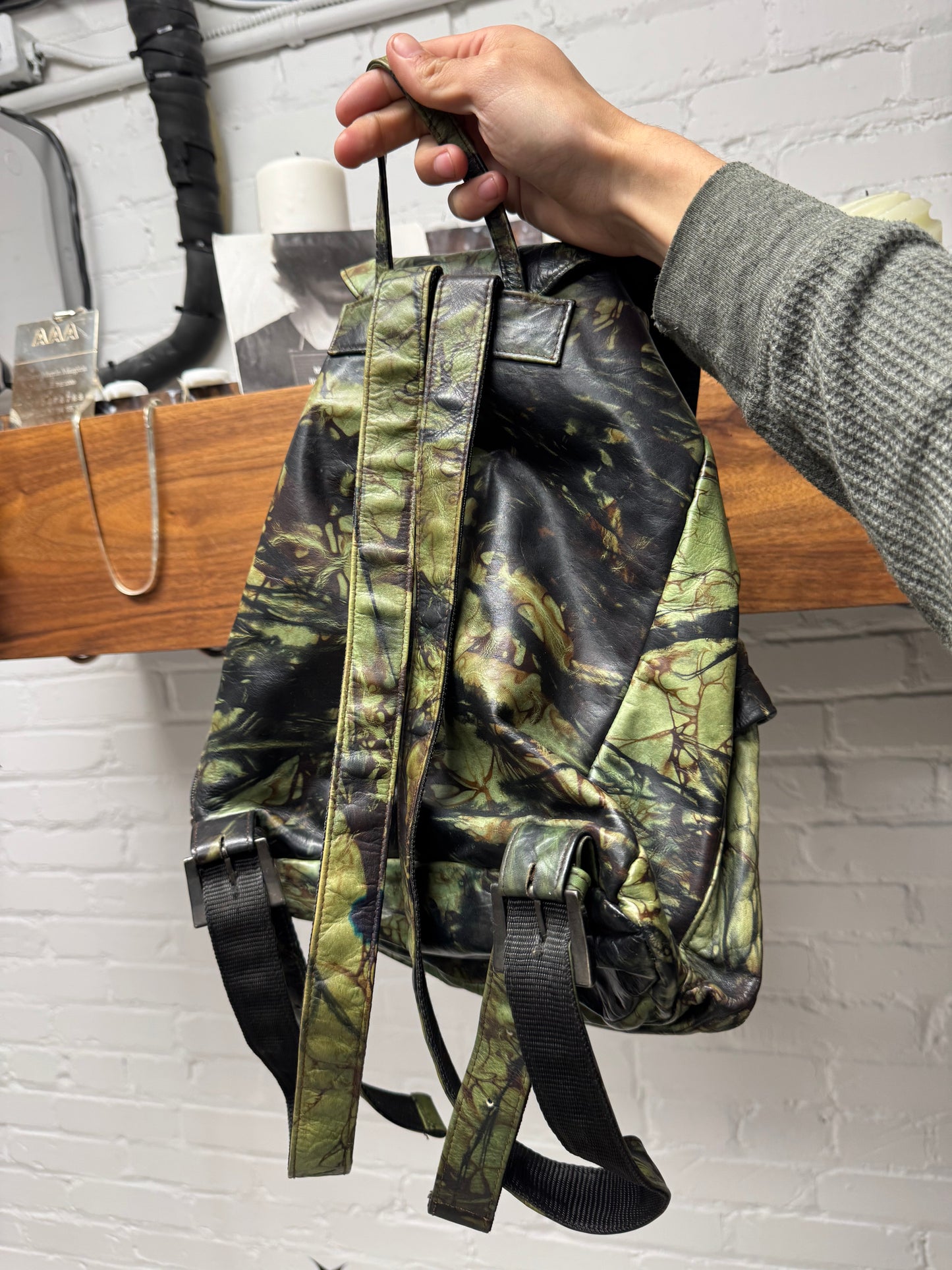 Vintage 90s Jean Paul Gaultier Leather Camoflage Backpack