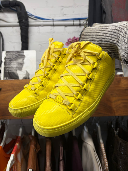 Balenciaga Yellow Lambskin Leather ‘Arena’ Low Top Sneakers