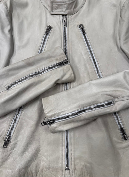 SS2009 Maison Martin Margiela ‘5-Zip’ White Leather Jacket