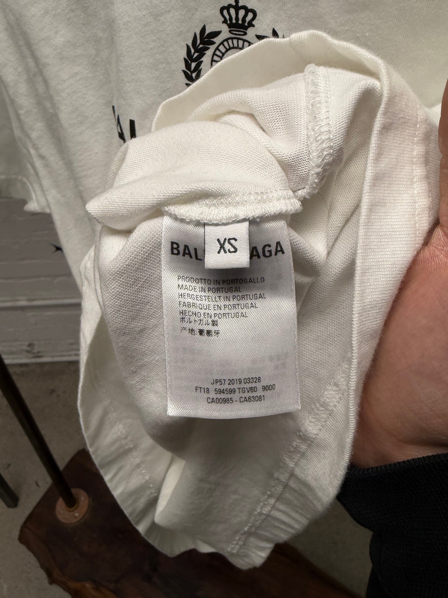 2019 Balenciaga ‘Paris Laurel’ White Logo T-Shirt