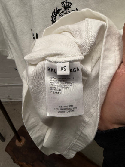 2019 Balenciaga ‘Paris Laurel’ White Logo T-Shirt