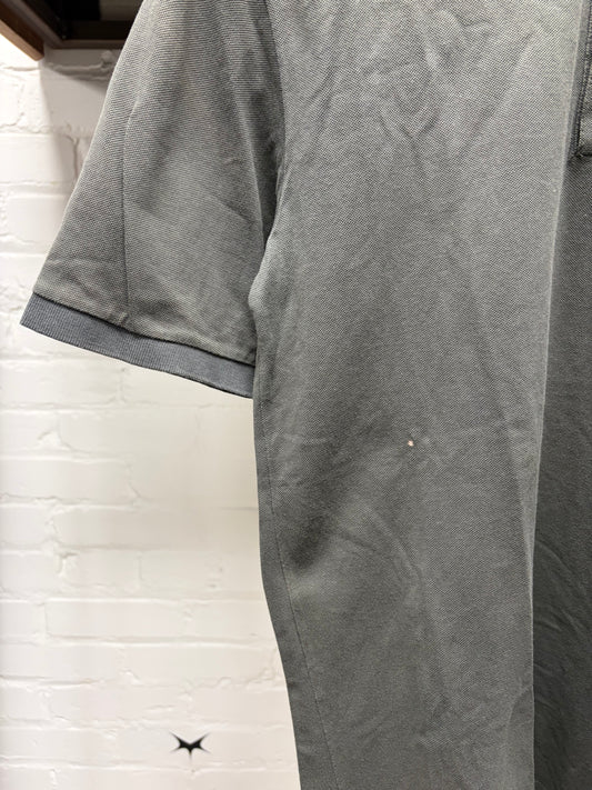 Gucci Grey ‘GG’ Embroidered Logo Short Sleeve Polo