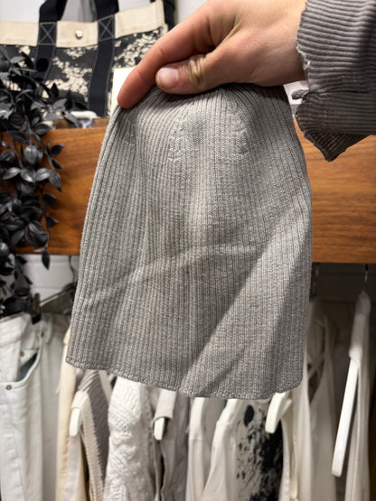 AW2023 Rick Owens ‘Luxor’ Pearl Grey Ribbed Wool Beanie