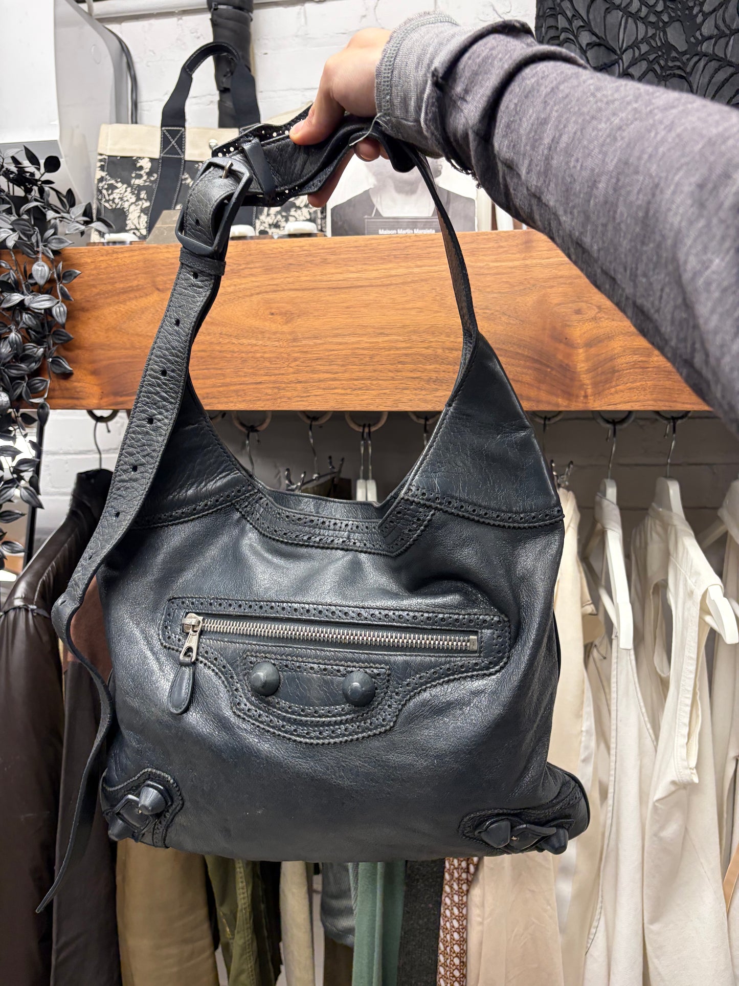 Balenciaga ‘Giant 21’ Brogue Black Calfskin Leather Bag