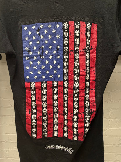 Chrome Hearts ‘USA Flag Logo’ Lace Collar Women’s Graphic T-Shirt