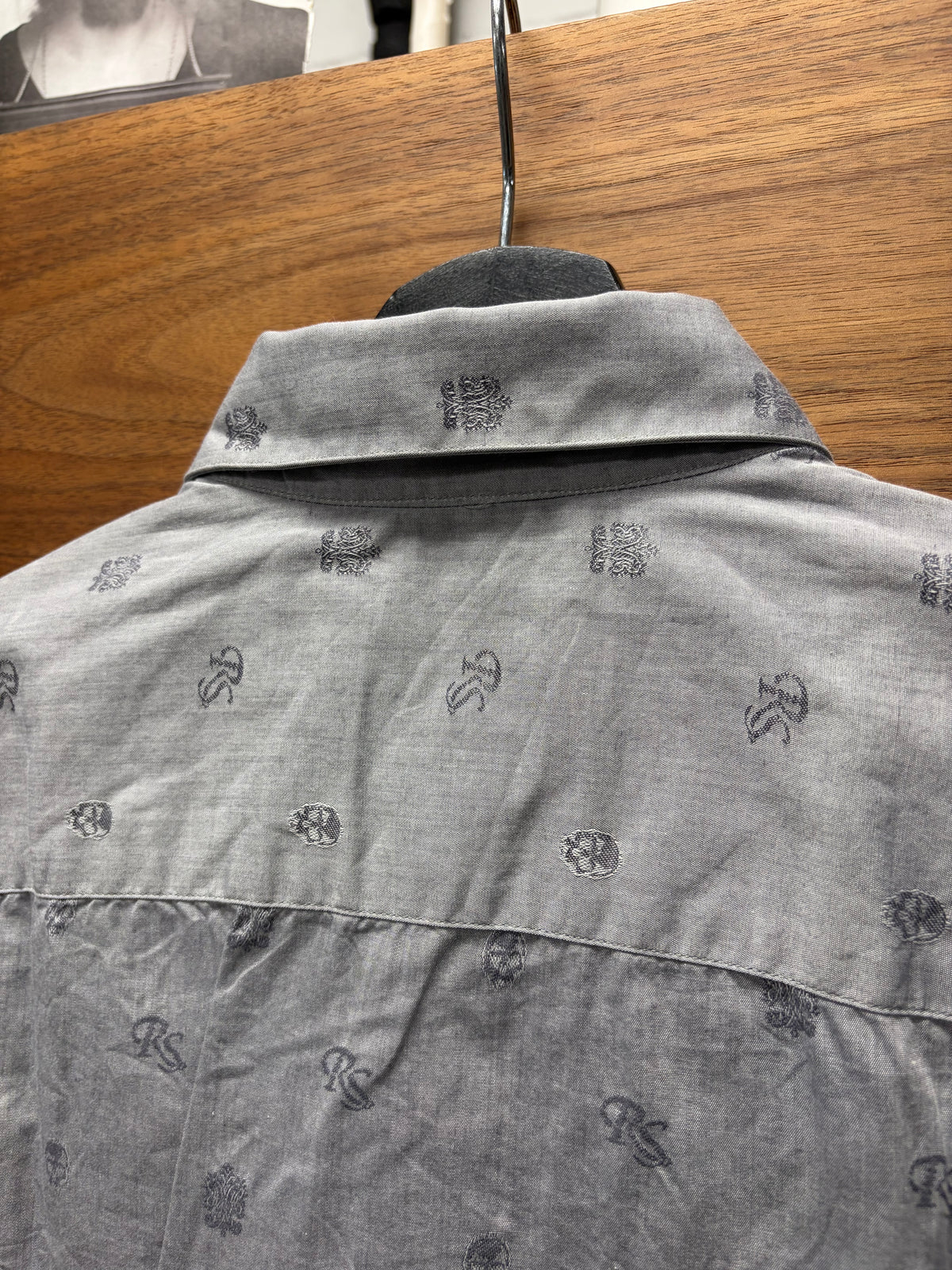 AW2006 Raf Simons ‘Iconography Monogram’ Grey Skull/RS Logo Button Up Shirt