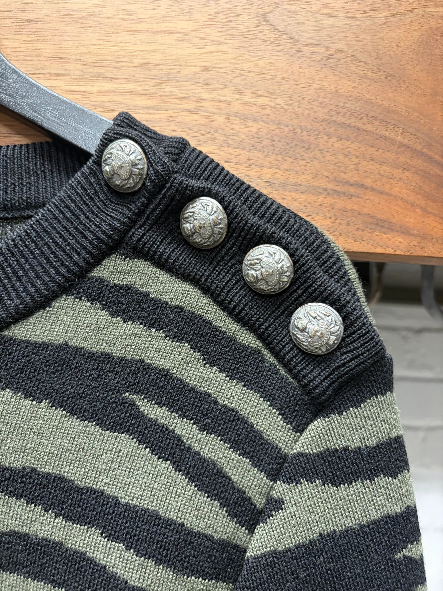 Balmain Leopard Patterned Green/Black Knit Sweater