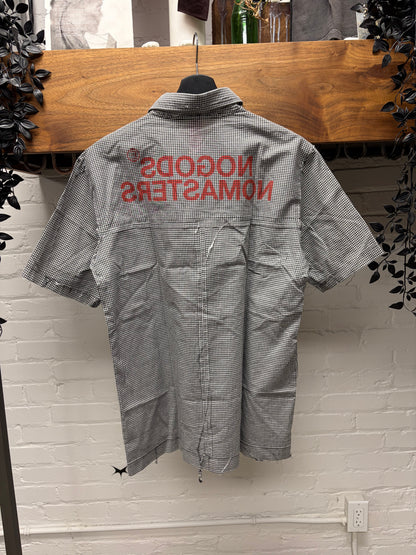 Undercover ‘No Gods No Masters’ Grey Pinstripe Short Sleeve Button Up Shirt