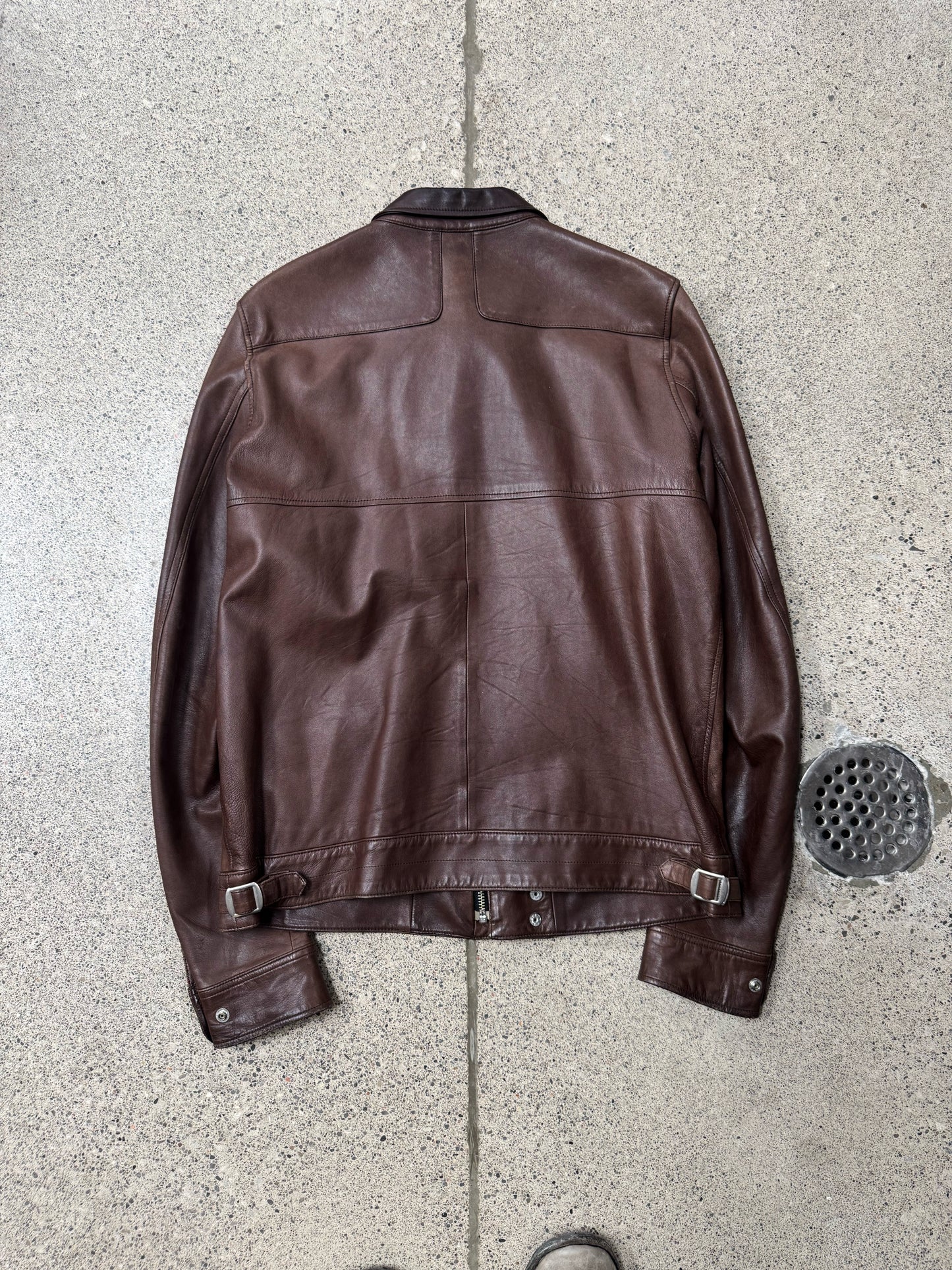 AW2007 Undercover Brown Lambskin Leather Worker’s Jacket