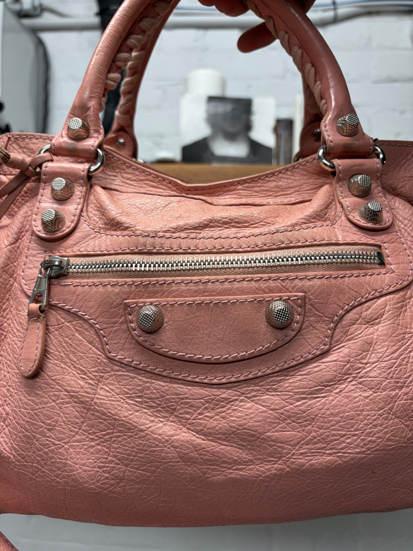 Balenciaga Baby Pink Leather/Silver Hardware ‘City’ Bag