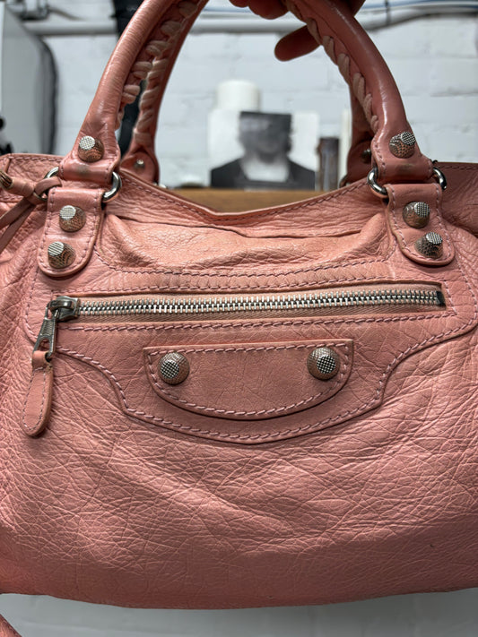 Balenciaga Baby Pink Leather/Silver Hardware ‘City’ Bag
