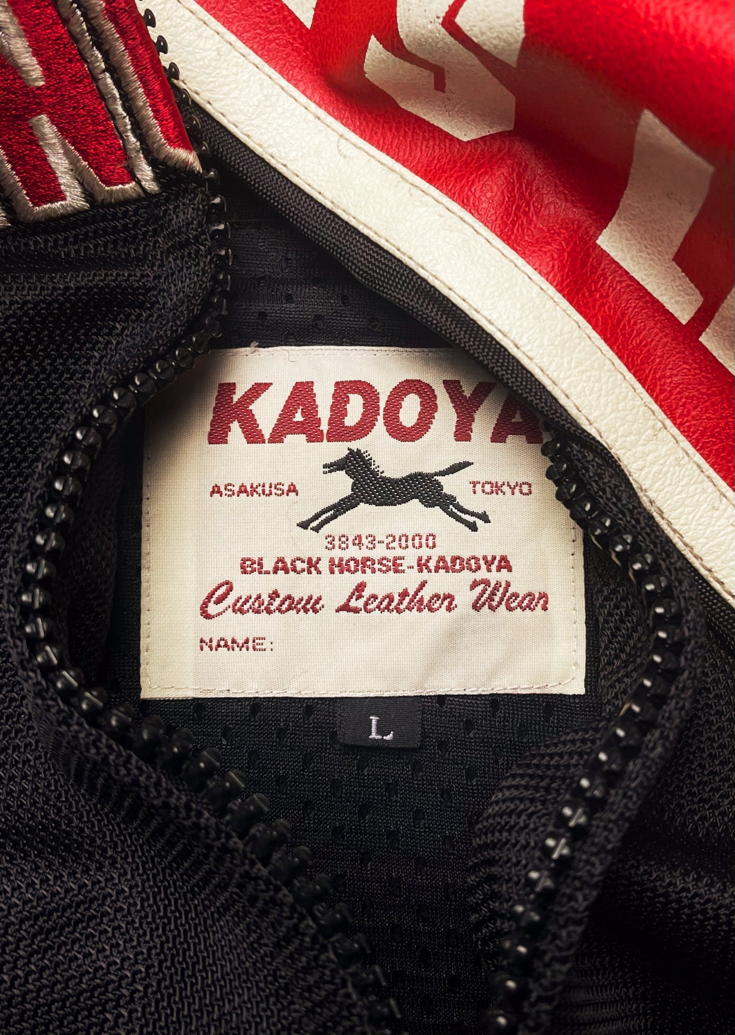 Kadoya ‘Blackhorse Racing Team’  Armored Leather Moto-Biker Jacket