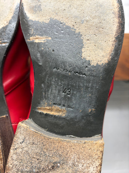 Balenciaga Red Pointed Toe Calfskin Leather Chelsea Boots