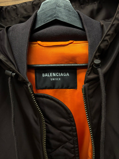 SS2022 Balenciaga ‘3B Sport Icon’ Brown Hooded Bomber Jacket