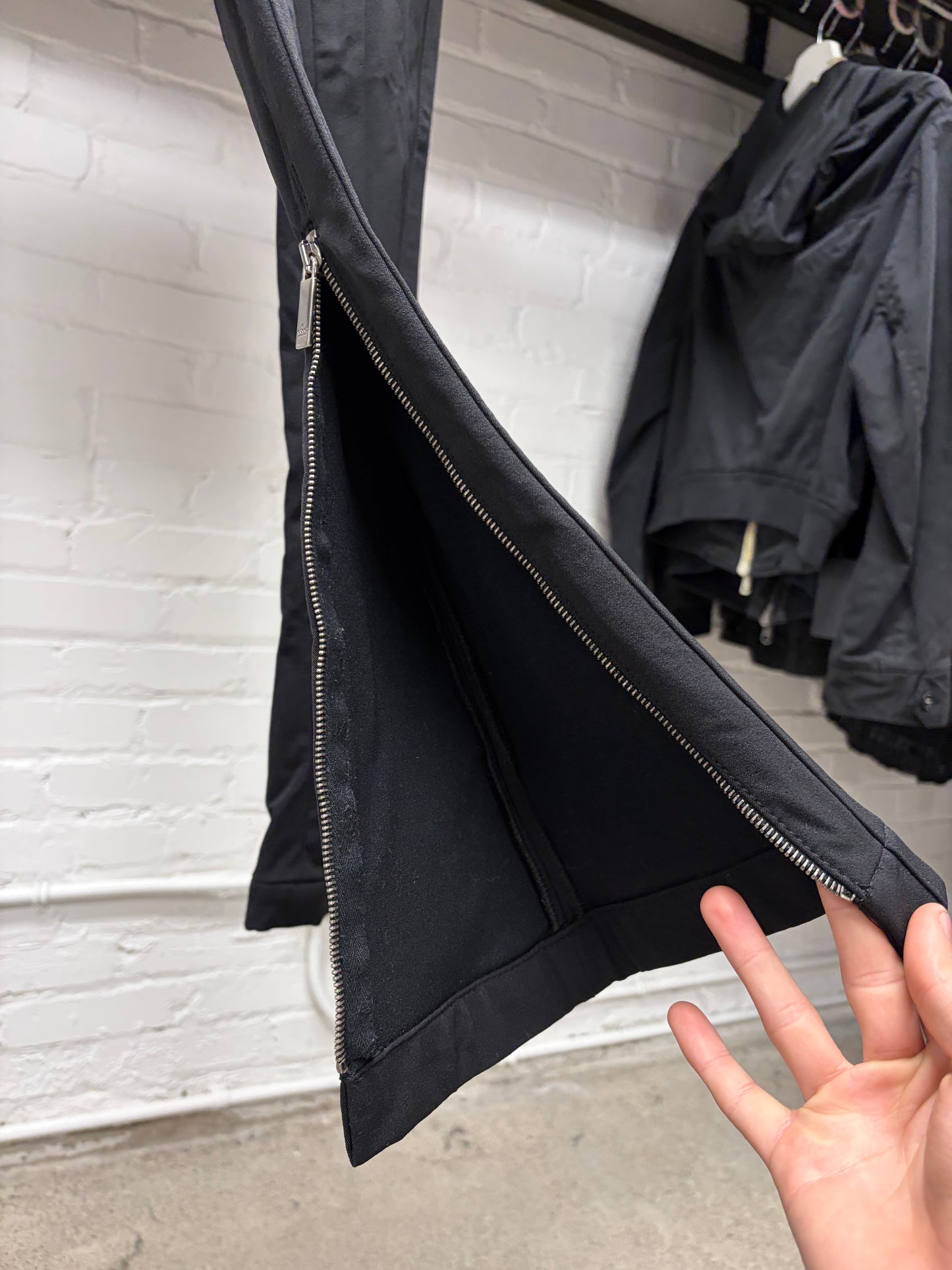 Vintage Gucci Flared Zip-Leg Opening Black Nylon Trousers