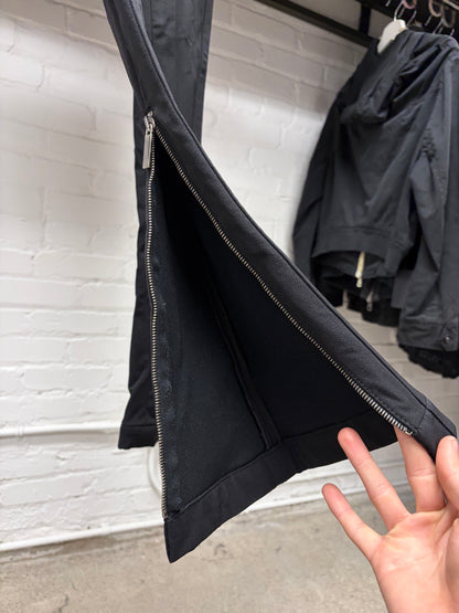 Vintage Gucci Flared Zip-Leg Opening Black Nylon Trousers
