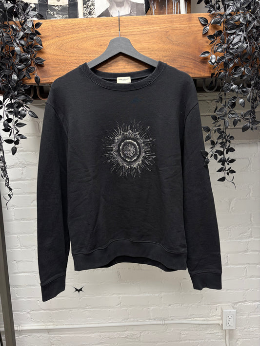 2018 Saint Laurent ‘Scorching Sun’ Black Embroidered Logo Sweatshirt