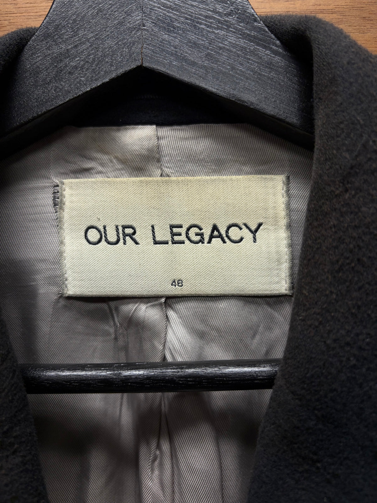 Our Legacy Black Peeled Flannel Sun-Faded Cotton Mid-Weight Coat