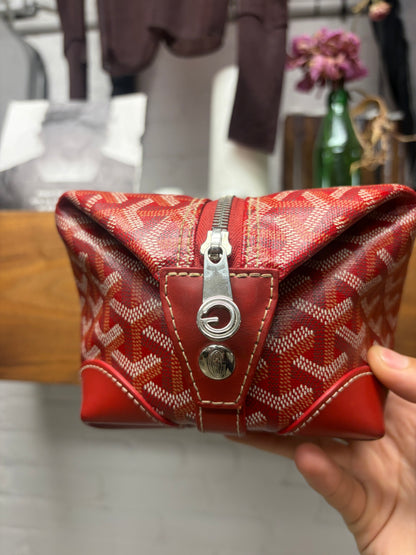 Goyard ‘Boeing 25’ Red Monogram Canvas Bag with Silver Hardware