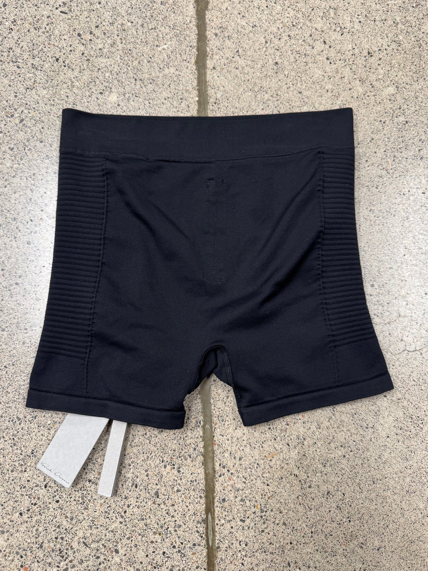 AW2021 Rick Owens ‘Gethsemane’ Ribbed Black Bike Shorts