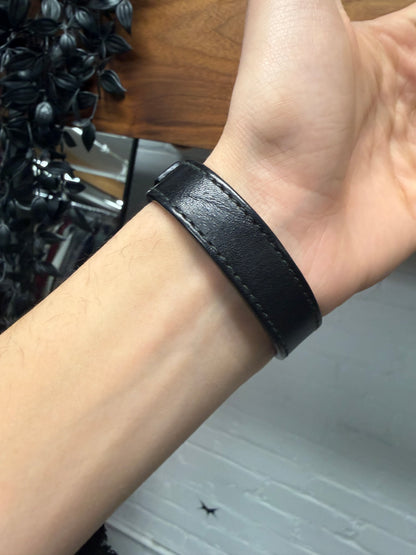 Balenciaga ‘Agneau’ Single Strap Black Calfskin Leather Bracelet