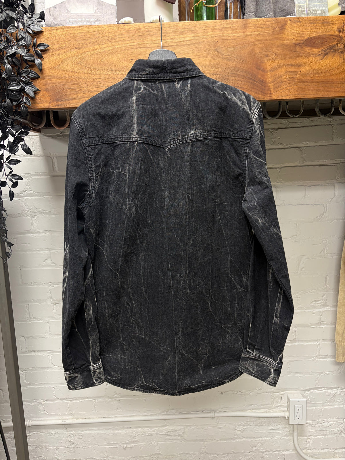Givenchy Washed Black Denim Overshirt with Metal Hardware Studding