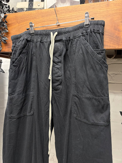Rick Owens DRKSHDW ‘MT Lounge’ Black Wide Leg Drawstring Sweatpants
