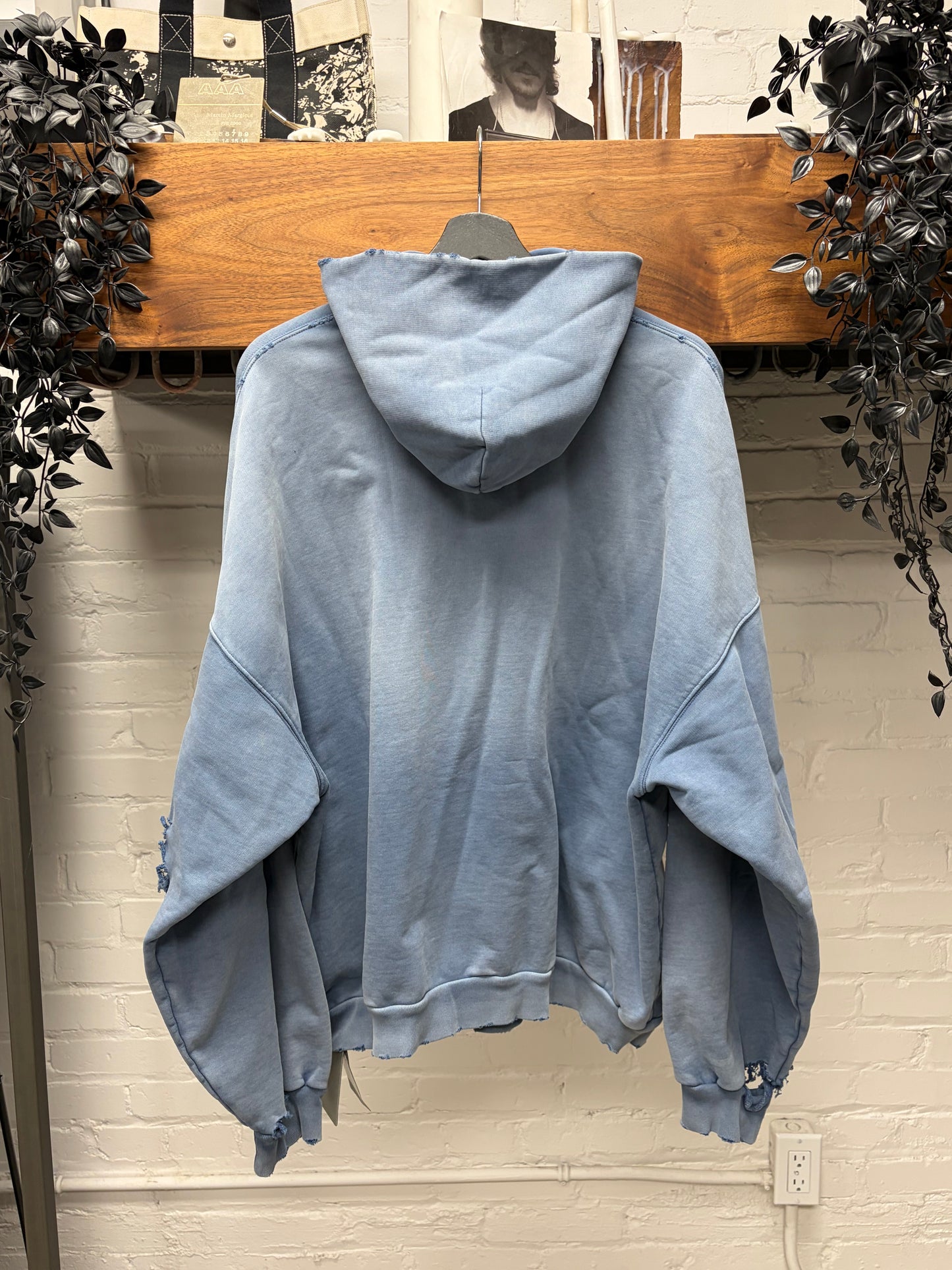 AW2023 Balenciaga ‘Paris Moon’ Blue Heavy Distressed Hoodie