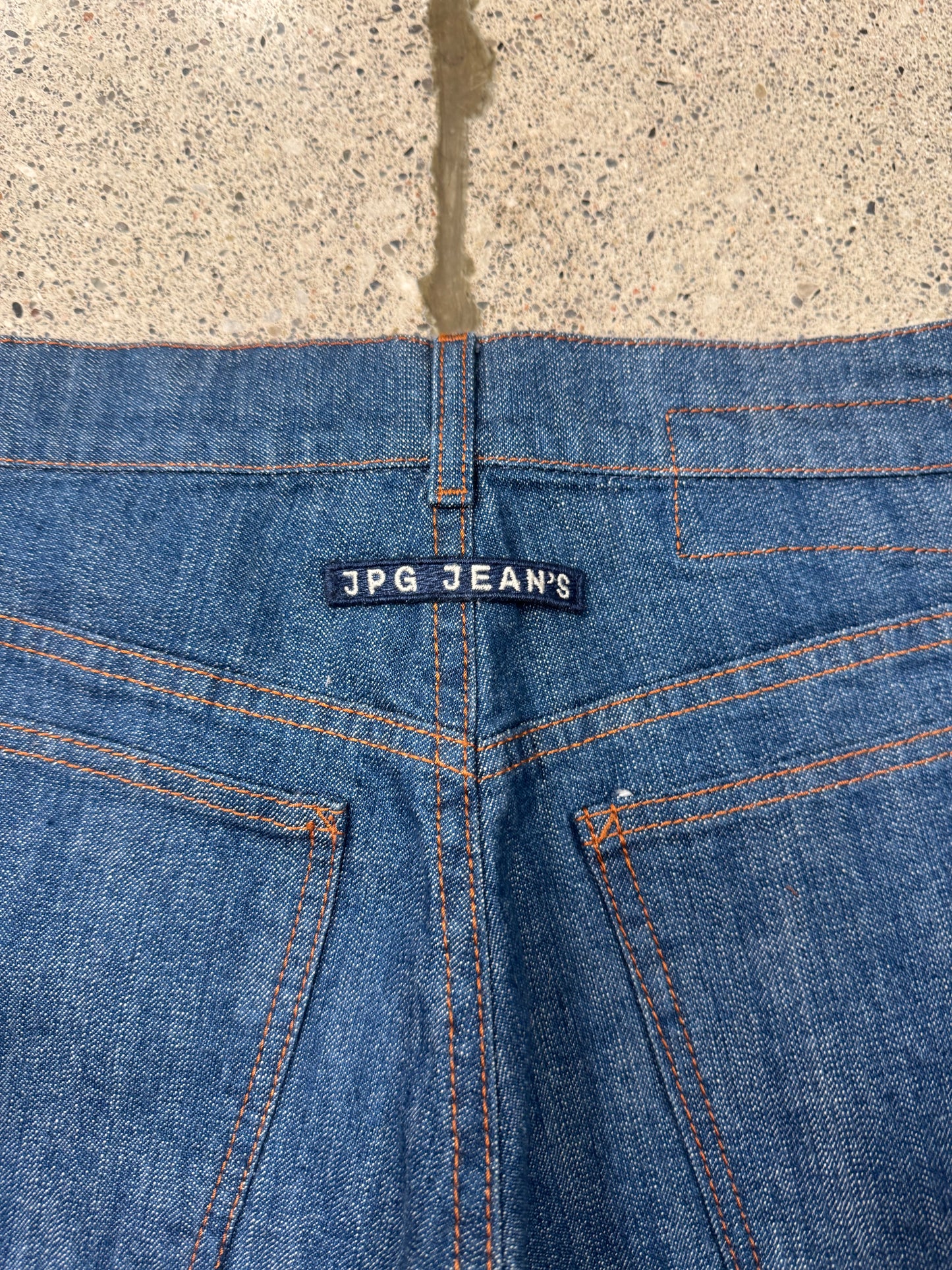 AW2003 Jean Paul Gaultier ‘Chain Mail’ Piercing Blue Bootcut Denim