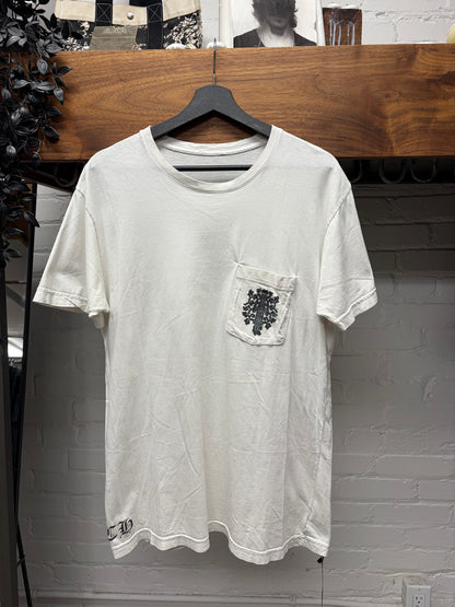 Vintage Chrome Hearts ‘Vine Dagger’ Thrashed White Graphic T-Shirt