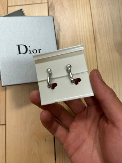 Dior Silver Cross ‘D Logo’ Silver Earrings