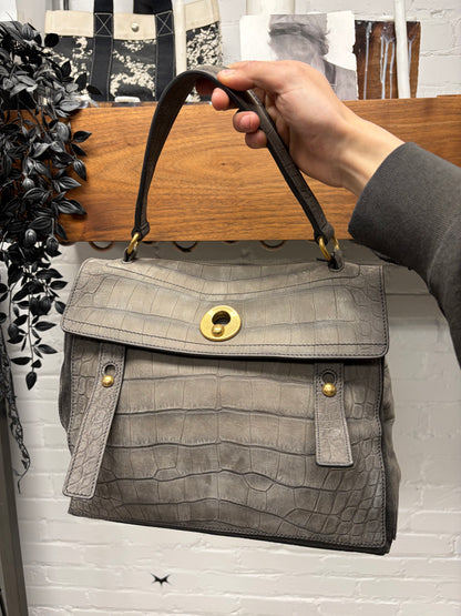 2000s Yves Saint Laurent Rive Gauche ‘Muse Two’ Croc Embossed Handbag