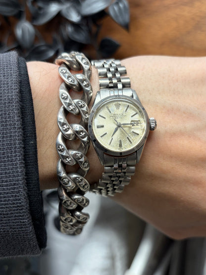 Chrome Hearts ‘Pyramid Link’ 925 Silver Cuban Link Bracelet