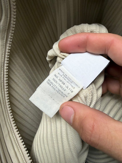 Issey Miyake ‘Homme Plisse’ Pleated Cream Zip-Up Hoodie
