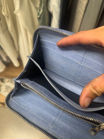 Balenciaga ‘Tour’ Baby Blue Leather Wallet