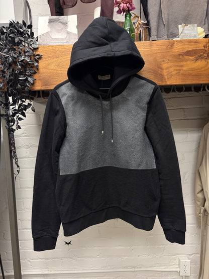 Balenciaga Panelled Upper Half Black/Grey Cotton Drawstring Pullover Hoodie