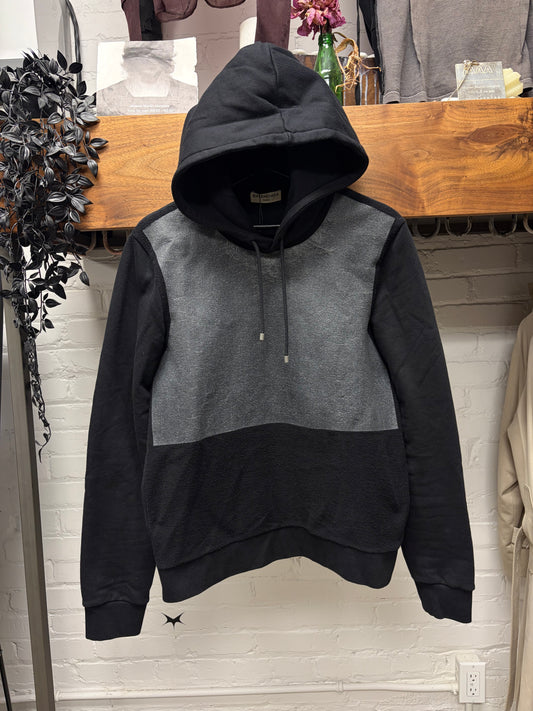 Balenciaga Panelled Upper Half Black/Grey Cotton Drawstring Pullover Hoodie