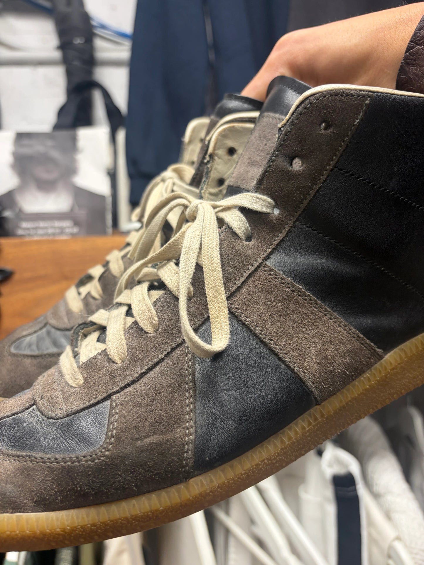 Maison Margiela ‘G.A.T.’ Brown/Black Suede High Top Sneakers