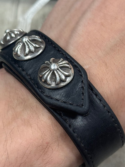 Chrome Hearts Cross Ball Button Snap Leather Bracelet