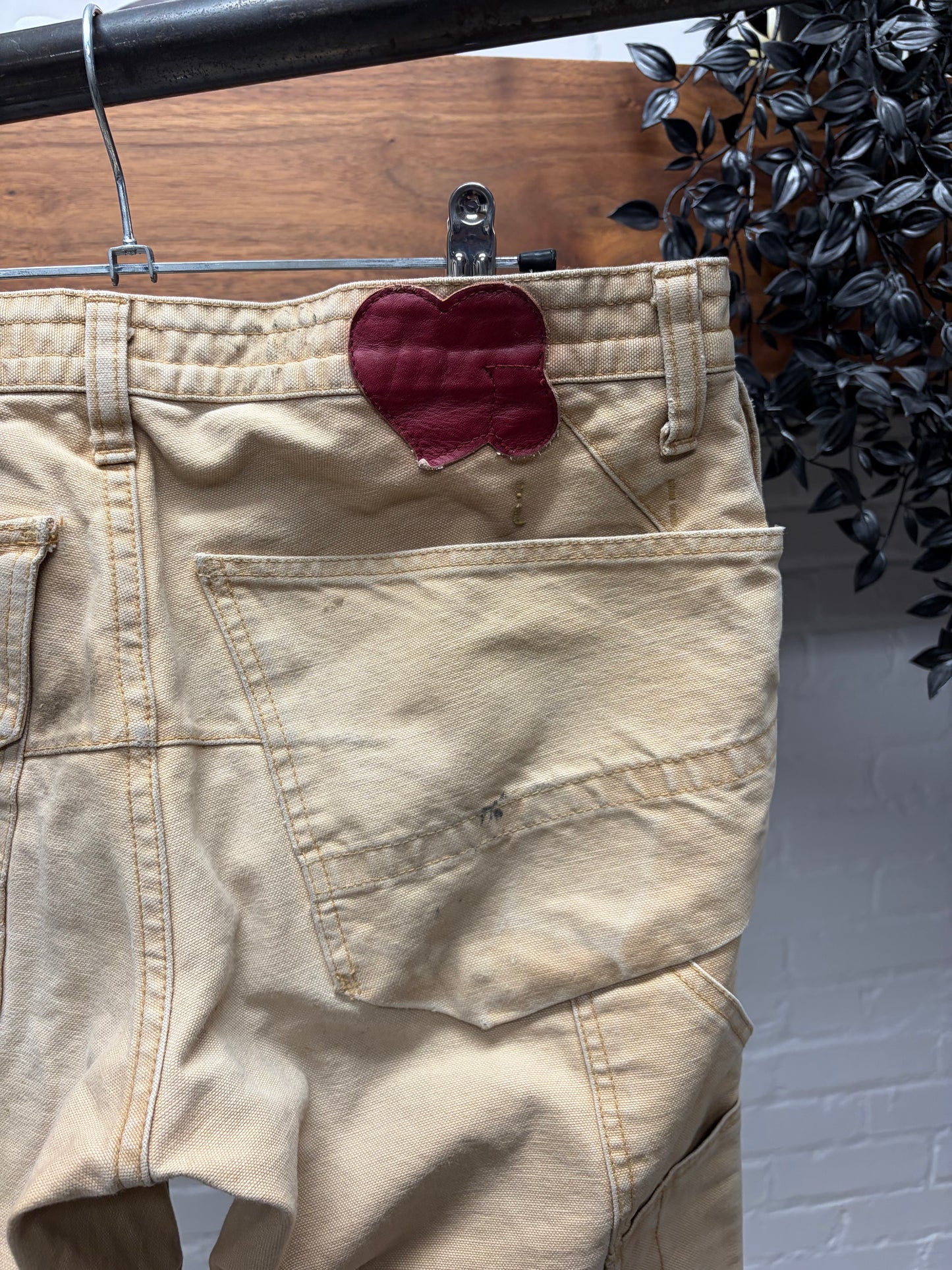 OG Number (N)ine ‘Crying Heart’ Leather Patch Exposed Pocket Work Denim