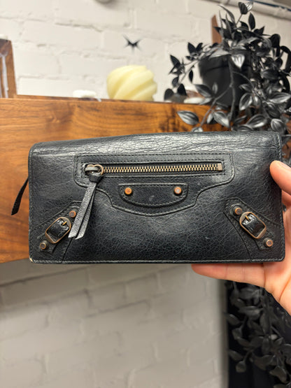 Balenciaga ‘Le City’ Continental Black Leather Long Wallet