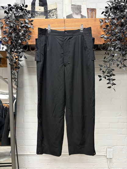 Vintage Y’s for Men by Yohji Yamamoto Button Hem Cotton Trousers with Side Flaps