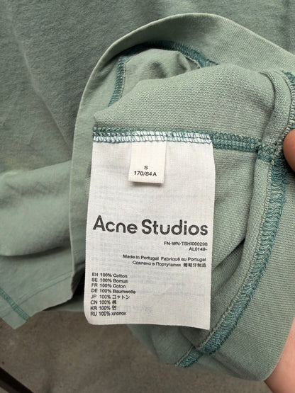 Acne Studios ‘Minimal Logo’ Mint Green Cropped Fit Oversized T-Shirt